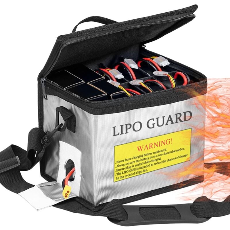 Lipo-Safe-Tasche, feuerfeste und explosionsgeschützte Lipo-Tasche, Batteriefach, feuerfeste Tasche, Schutz-Batterietasche mit Doppelreißverschluss