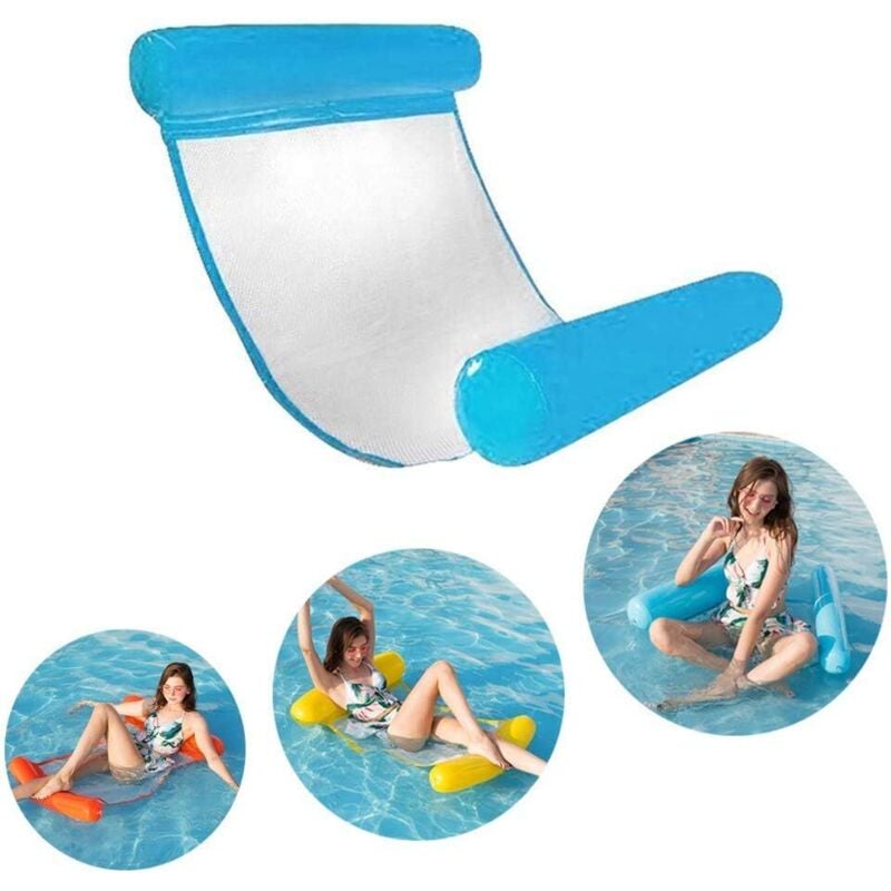 Aufblasbares Schwebebett, Ultra bequeme Wasserhängematte mit Netz, aufblasbares Kopf- und Fußteil, Pool-Hängematte, Luft- und Wassermatratze,