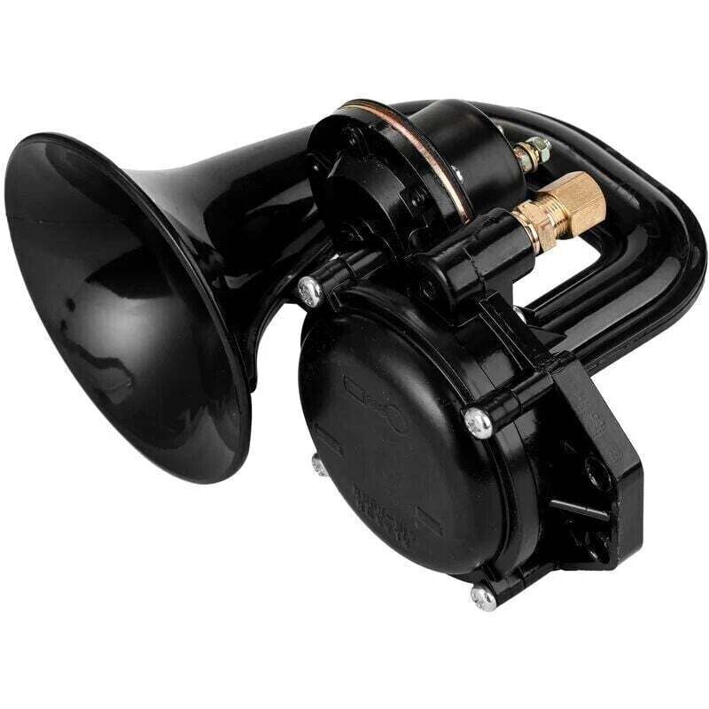 LKW 135db Laute Drucklufthupe 12/24V SuperLoud Trompeten-Lufthupe mit flachem elektrischem Ventil für Auto-LKW - Schwarz