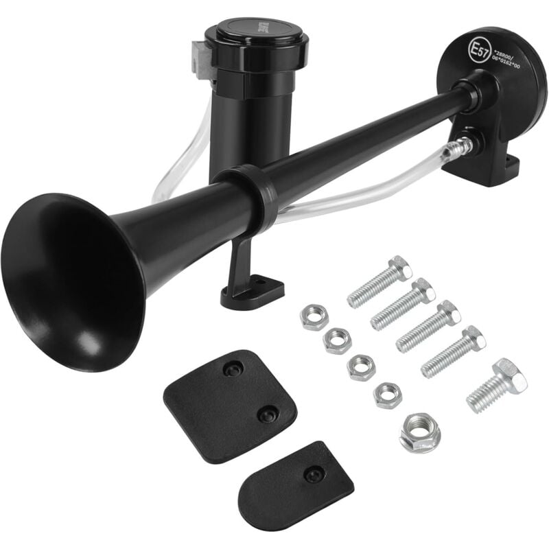 LKW-Hupe, 24 V, 450 mm, Chrom-Zink-Trompete, LKW-Lufthupe mit Kompressor für alle Fahrzeuge, Züge, Boote, Autos, LKWs (schwarz)