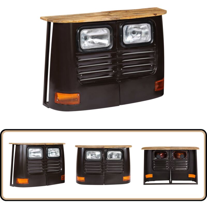 LKW-Sideboard Massivholz Mango Dunkelgrau - Industrielles Sideboard - lkw Sideboard - Holzmöbel - Wohnwand - Regal