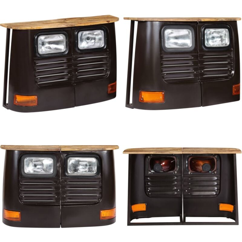 LKW-Sideboard Massivholz Mango Dunkelgrau - Industrielles Sideboard - lkw Sideboard - Holzmöbel - Wohnwand - Regal - Home & Living