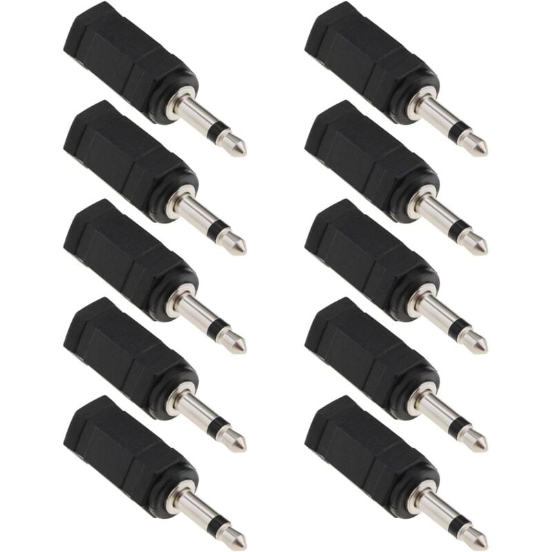 Lntyq - 10er-Pack Mono-3,5-mm-auf-Stereo-Buchse-auf-Stecker-Adapter 2-in-1 für Handy-Headset, Computer-Headset (schwarz)