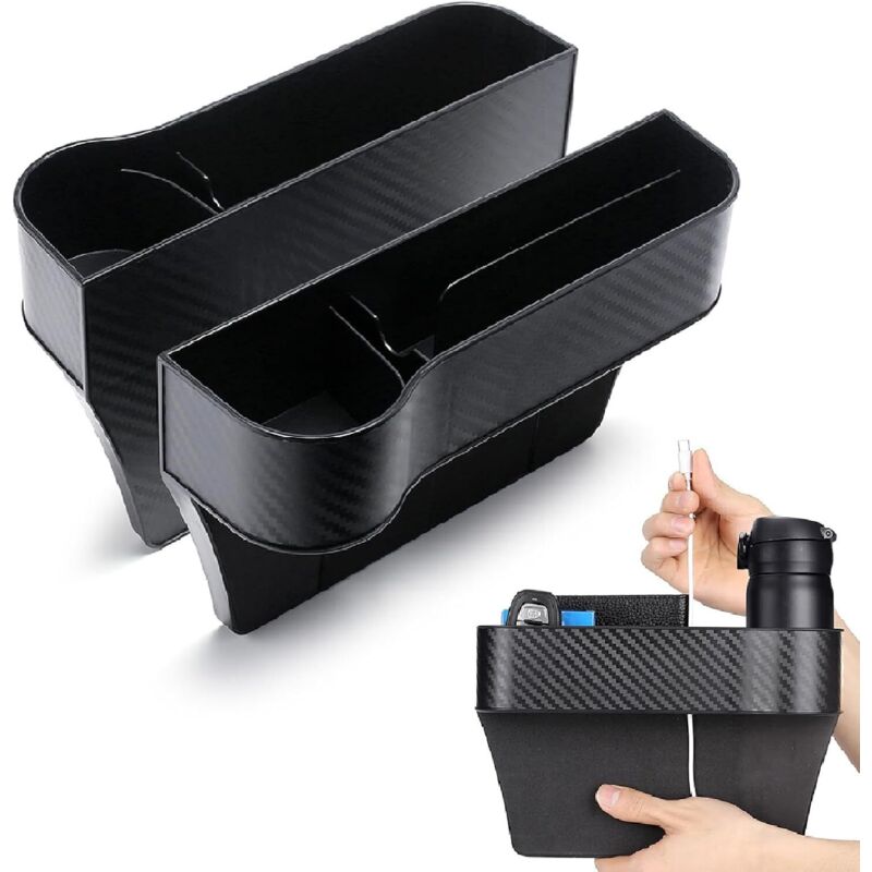 2 Stück Autositz-Seiten-Organizer, multifunktionaler Auto-Vordersitz-Organizer, Sitz-Aufbewahrungsbox, Auto-Lücke für Handys, Geldbörse, Karten
