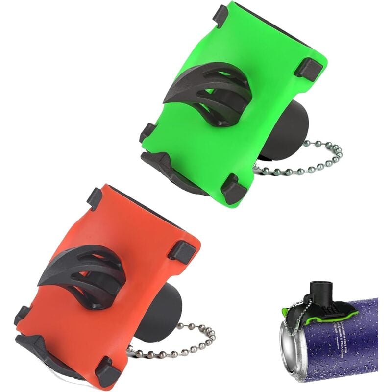 Lntyq - 2 Stück Bier-Schrotflintenöffner, innovatives Biertrinkwerkzeug mit Schlüsselanhänger für Camping-Strandpartys (grüne, orange Farbe)