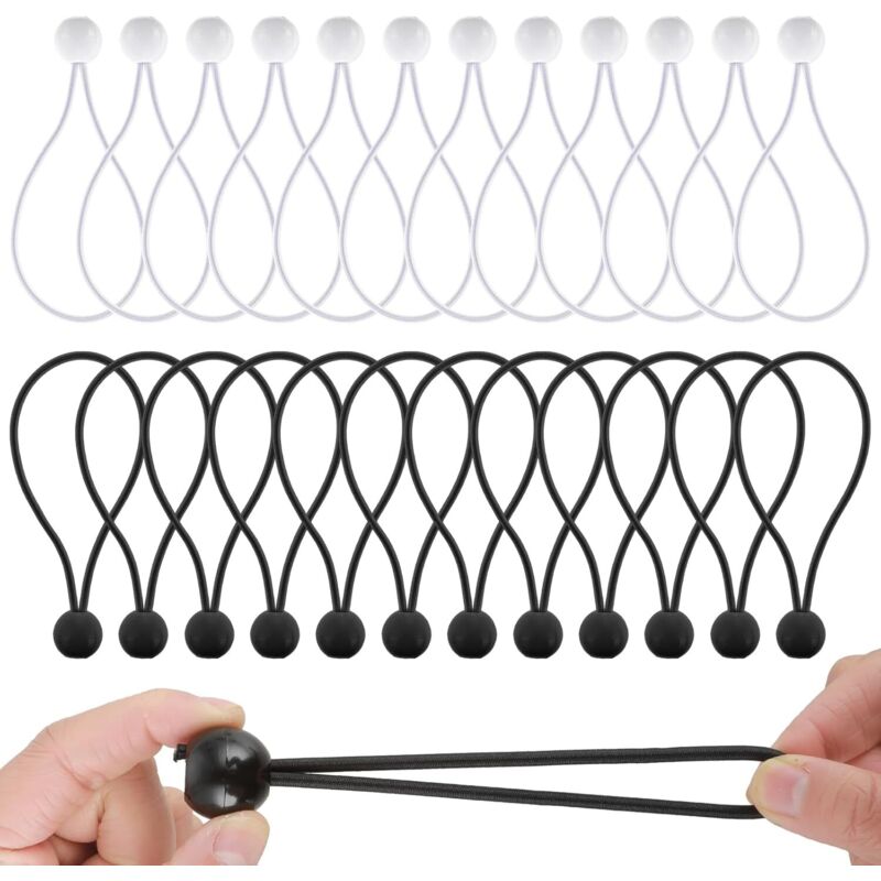 24er-Pack Planen-Spannseile, robuste elastische Gurte mit Kugeln, Bungee-Seil für Zelte, Campingplane, Fahnenmasten, Gepäck und Haushaltsgegenstände