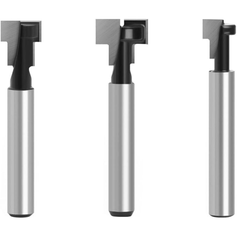 3 Stück 1/4 Zoll T-Nut-Fräser, T-Nut-Fräser, (1/2 Zoll, 3/8 Zoll und 5/16 Zoll), Fräserschaft mit Klinge, Holzbearbeitungsfräser für