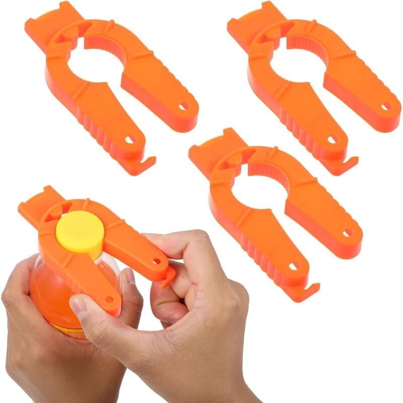 3er-Pack 3-in-1-Flaschenöffner, multifunktional, einfach zu verwendender Kapselöffner für Senioren und Arthritis, Orange, Kunststoff - Lntyq