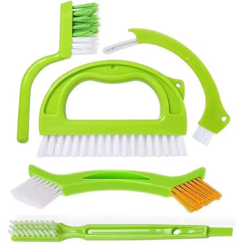Lntyq - 5-teiliges Fugenbürstenset für Fliesen, Fugenbürstenset für Fliesen, Fugenreinigungsbürste für Badezimmer, Küchenboden, Haushalt (grün)