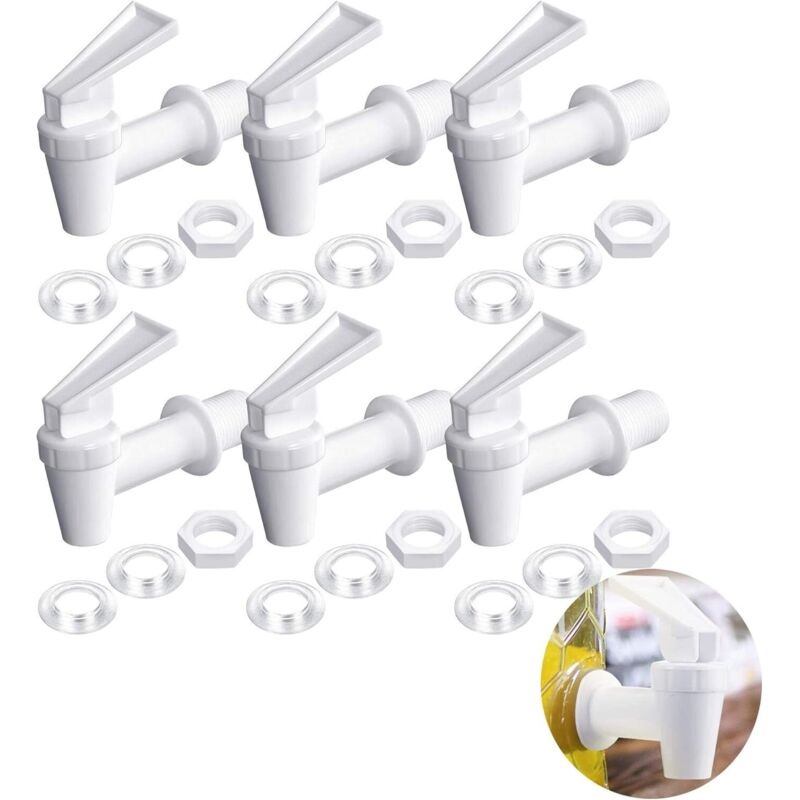 6 Stück Kunststoff-Wasserhahn, Fassspender-Wasserhahn, Getränkespender, kein Tropfen, kein Auslaufen, zum Gären von Wein, Bier, Saft,