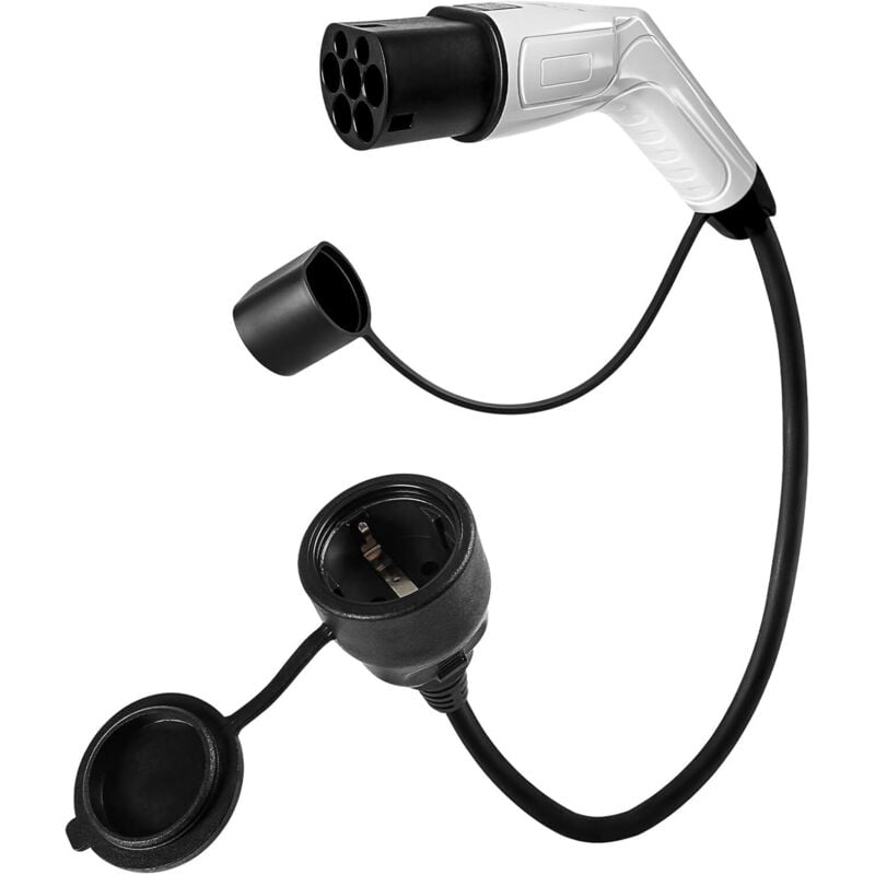 Adapter Typ 2 auf Schuko - kfz Elektroladesteckdose - 16A, 3,5kW, 0,5m, 230V - Für ev, Elektroroller, Motorrad, Nur für Ladestation und Wallbox mit