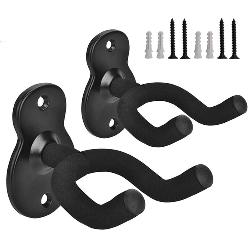 Lntyq - Gitarren-Wandhalterung, 2 Stück, Gitarrenhalter, Wandhalterung, Gitarrenständer, Haken mit Schrauben, Halter für elektrische Akustikgitarre,