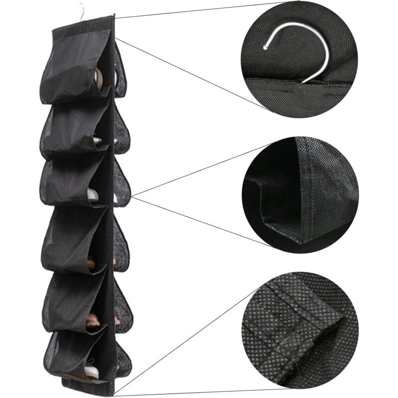 Hängender Schuh-Organizer zur Aufbewahrung hinter der Tür – 117 x 32 cm mit 12 Taschen, Organizer über der Tür, Schuhregal für Schuhaufbewahrung,