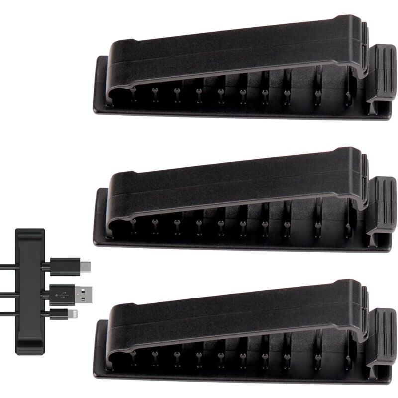 Kabel-Clips, Schreibtisch-Organizer, Set mit 3 Kabel-Clips, mit selbstklebenden, Kabel-Organizer-Clips, Kabel-Management, Kabel-Organizer, für