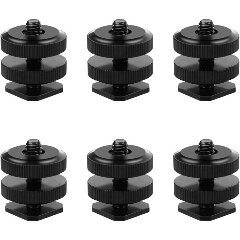 Kamera-Blitzschuh-Adapter, 6 Stück, Blitzschuh-Schraubenhalterungsadapter, 1/4 Kamera-Halterungsschraube, Stativ-Schraubenhalterungsadapter auf