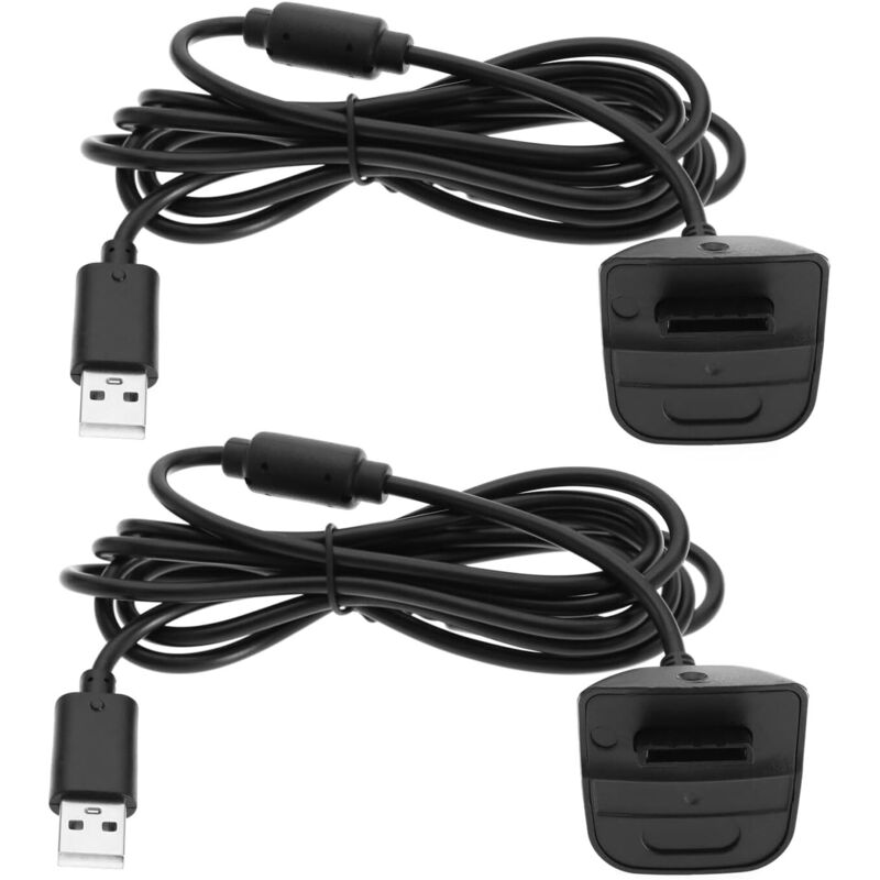 Lot de 2 câbles de charge usb de rechange compatibles avec manette Xbox 360 Noir - Lntyq