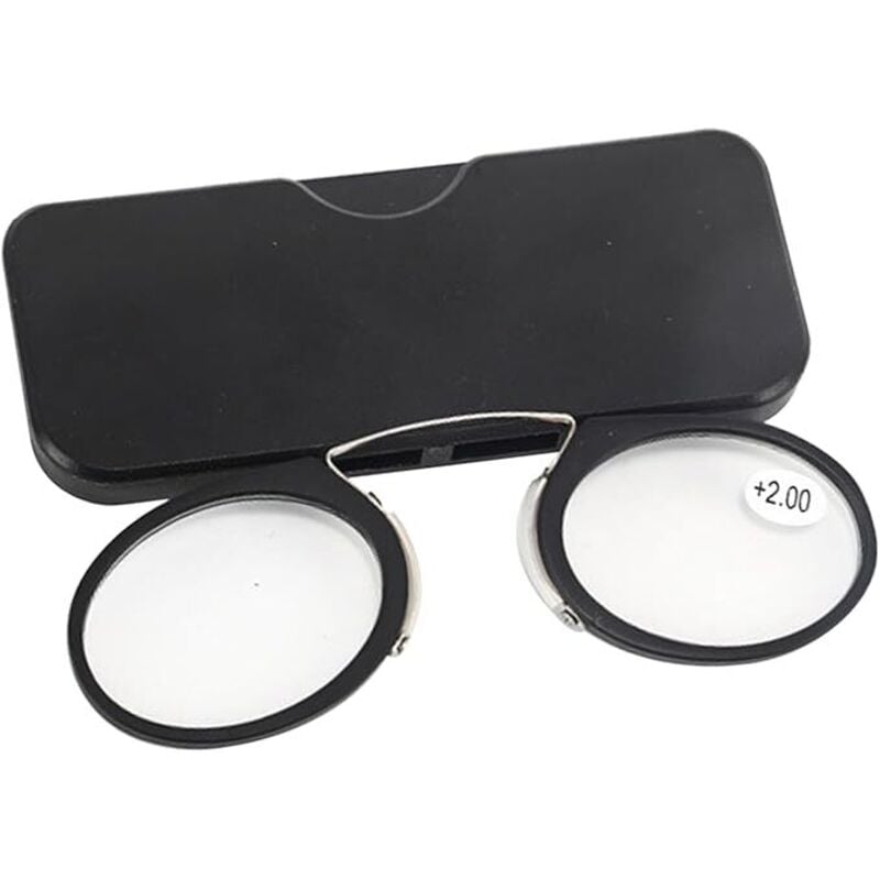 Lntyq Mini-Nasenklammer-Brille, Bügellose Lupe, tragbare Mini-Nasenklammer, leichte Lesebrille, Bügellose Lesebrille, Korrektionsbrille für Männer