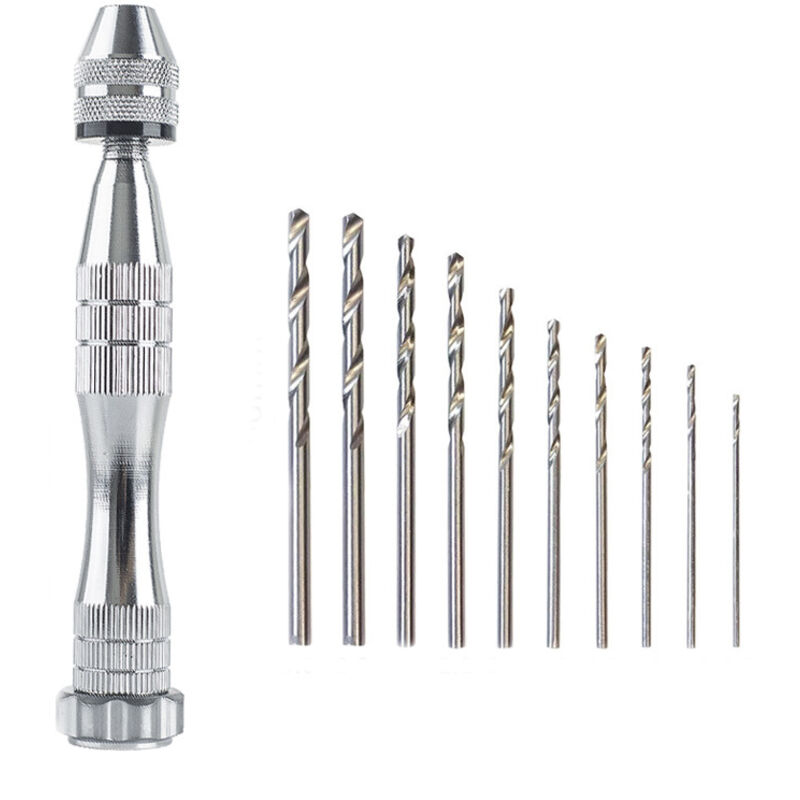 Mini-Präzisions-Handbohrmaschine, Mini-Handbohrmaschine, Modellbau, Aluminium-Schnellspannbohrfutter, 10 Stück Spiralbohrer, 0,8–3,0 mm, für
