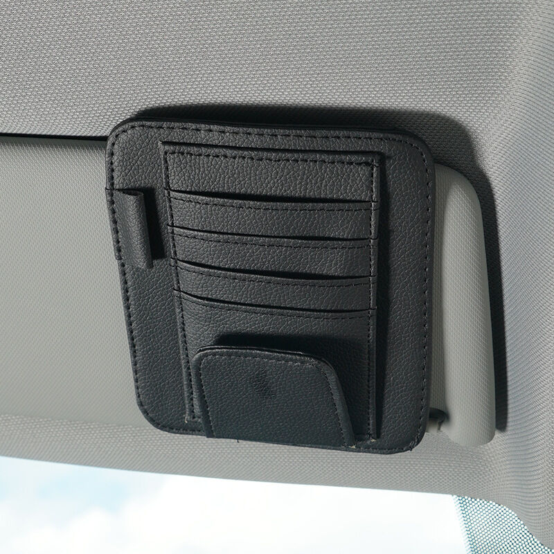 Lntyq - Organizer für Sonnenblenden im Auto, Brillen-Aufhängeclip aus Leder für Sonnenblenden im Auto, Auto-Innenausstattung