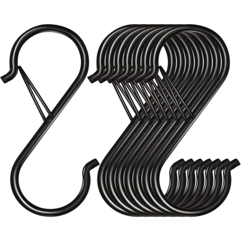 S-Haken aus Metall mit Fallschutzsystem, 8 Stück, zum Aufhängen von Pflanzen, Töpfen und Tassen, zum Aufhängen von Taschen und Kleidung, 9 x 4 cm,