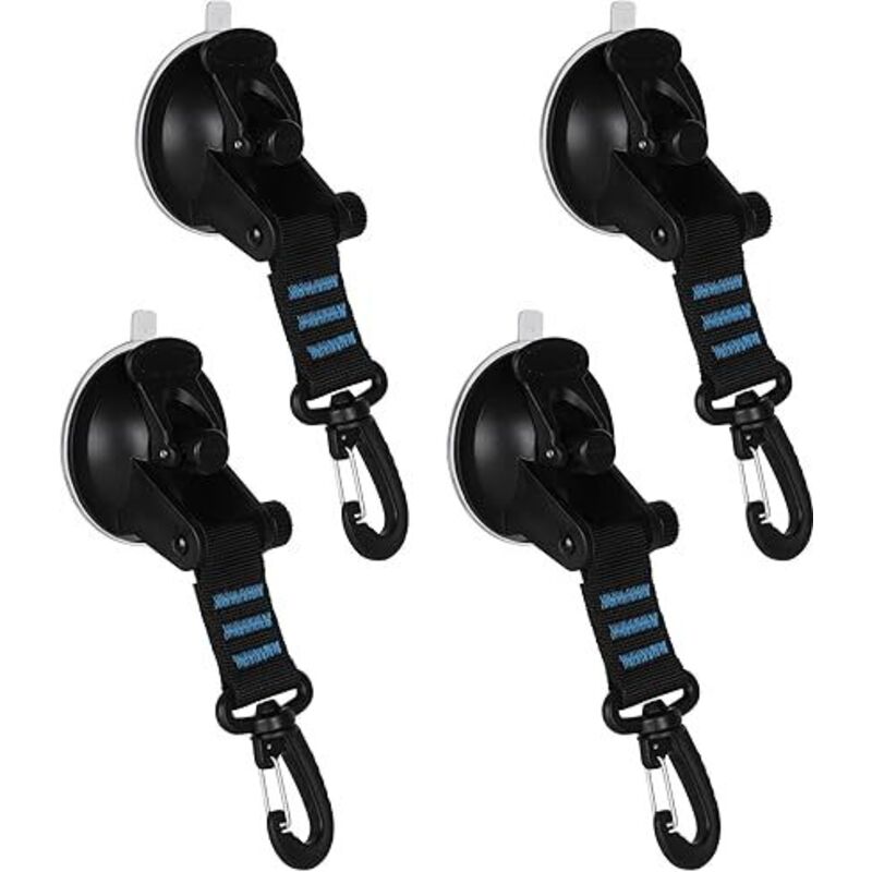 Saugnapf-Anker, 4 Stück blaue, leistungsstarke Saugnapfhaken mit Zurrhakenbefestigung, für Campingzelte, Autos, Boote, Zubehör, Tragkraft: 15 kg