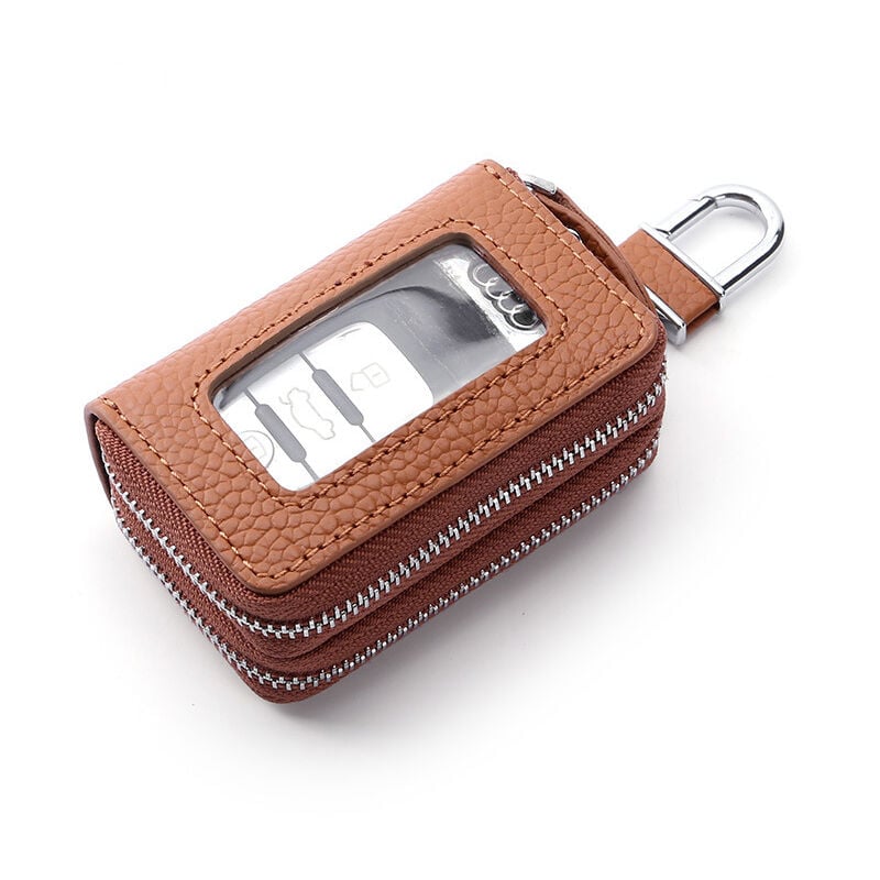 Schlüsselhalter aus Leder, Autoschlüsseletui aus Leder, Autoschlüsseletui aus Leder mit Reißverschluss, Schlüsselhalter für Autofernbedienung,