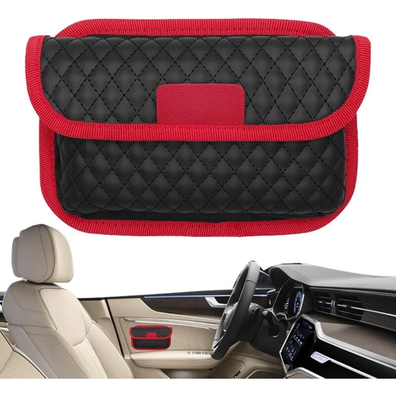 Lntyq - Seitensitz Auto Leder-Aufbewahrungsbox – Stifthalter für Handy-Tablet, Kofferraum-Organizer, Autozubehör