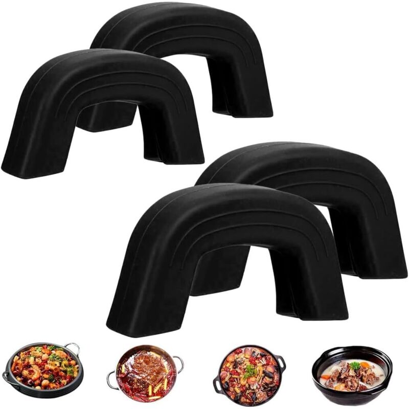 Set mit 4 Topflappen aus Silikon für die Küche – hitzebeständiger Fingerschutz für Töpfe, Bratpfannen, Ofenbleche, Woks – unverzichtbares Zubehör für