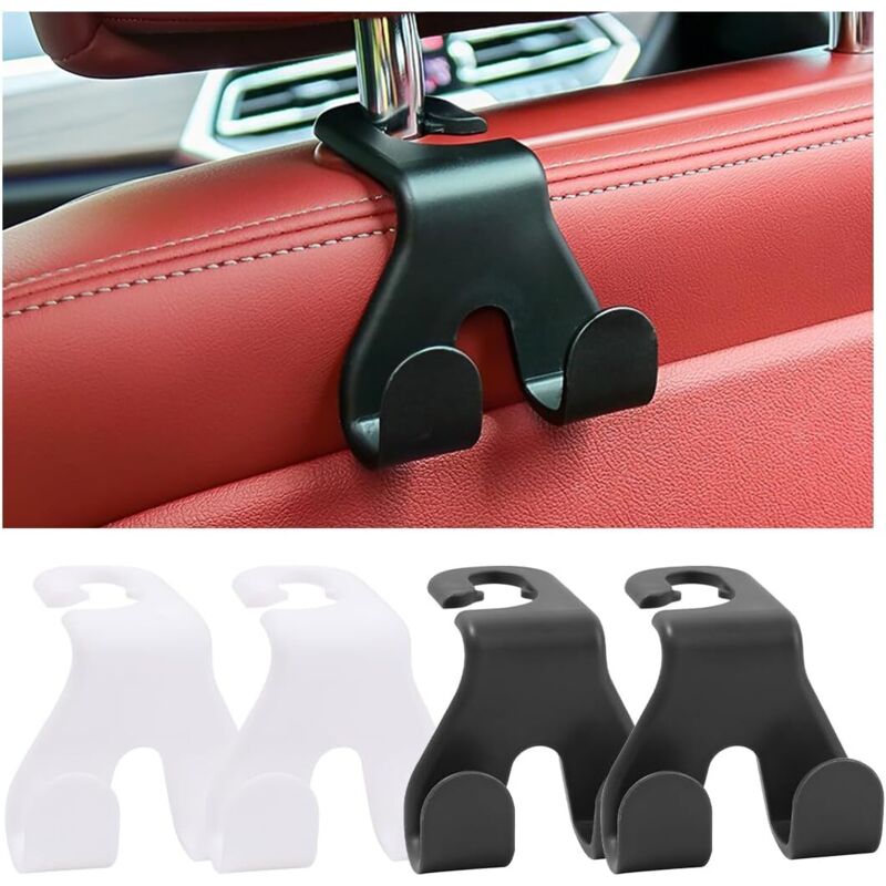 Lntyq - Stück Auto-Kopfstützenhaken, universeller Auto-Aufbewahrungshaken, Autositzhaken-Zubehör für Kopfstütze, Handtasche, Geldbörse, Mäntel,