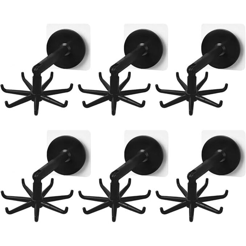 Stück drehbarer Wandhaken für die Küche, 360 drehbarer Klapphaken, mit 7 Krallen für Küche, Zimmer, Badezimmer, Küchenschrank (schwarz) - Lntyq