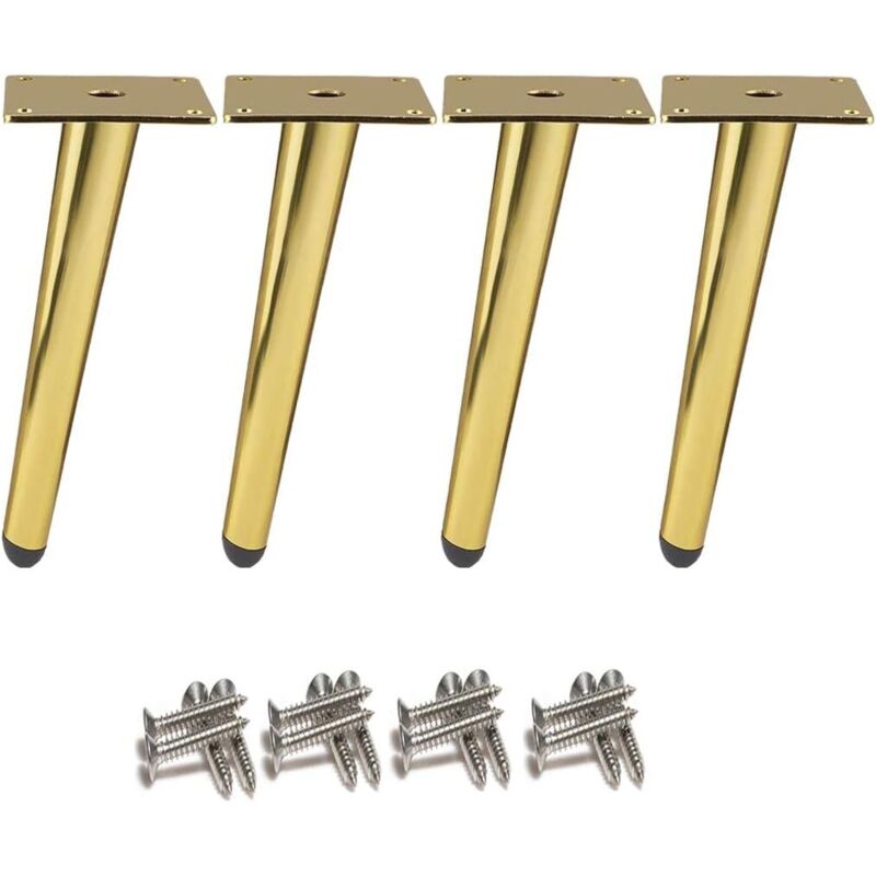 Stück schräge Tischbeine, Schrankbeine aus Metall, kegelförmige Möbelbeine, Gold, 15 cm Höhe, rutschfeste, leise Basis für Sofas, Tische und andere