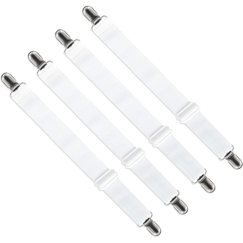 Stück verstellbare Spannbettlaken-Clips, 70 cm bis 230 cm, für Bettlaken, Sofa, Bügelbrettbezug, weiß - Lntyq