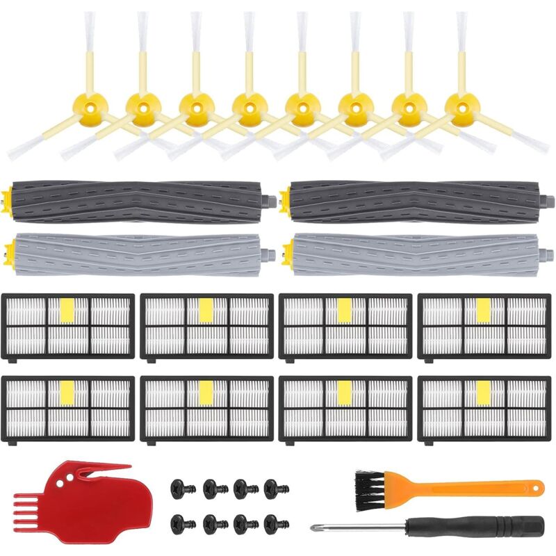 Teile- und Zubehörset für Staubsauger der Serien iRobot Roomba 800 und 900, Bürstenersatzteile (800, 900, 890, 880, 870, 990, 980, 976, 900), 2 Sätze