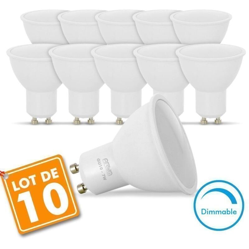 Eclairage Design - 10er-Set Spot-LED-Lampen GU10 7W äq. 60W dimmbar Farbtemperatur: Warmweiß 2700K