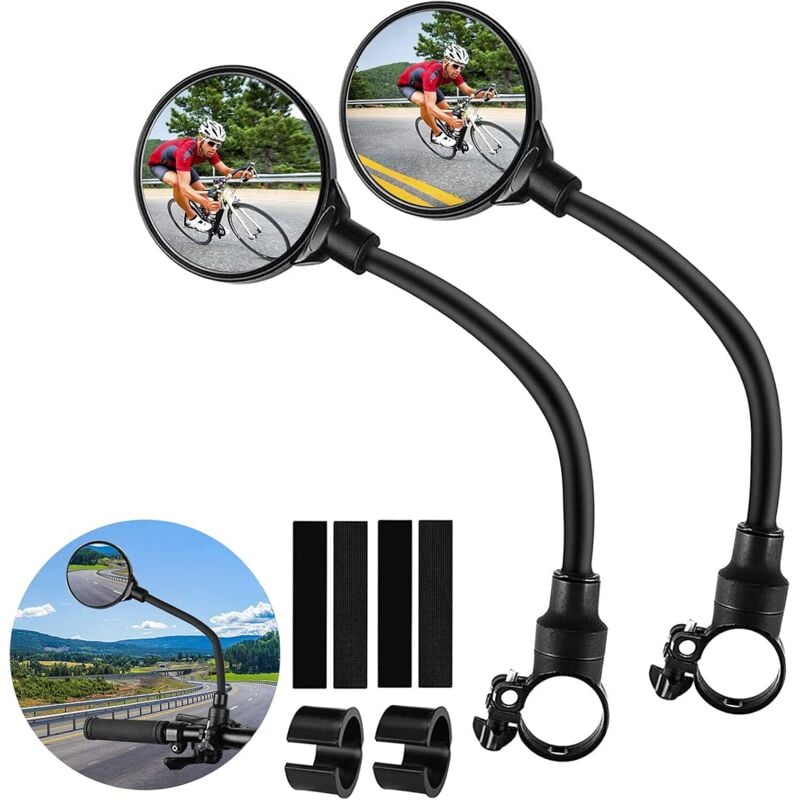 2er-Pack Fahrradlenker-Rückspiegel, 360° verstellbare Fahrradlenkerspiegel, Elektroroller-Rückspiegel, Spiegelrahmen für Mountainbike, Rennrad, Moped