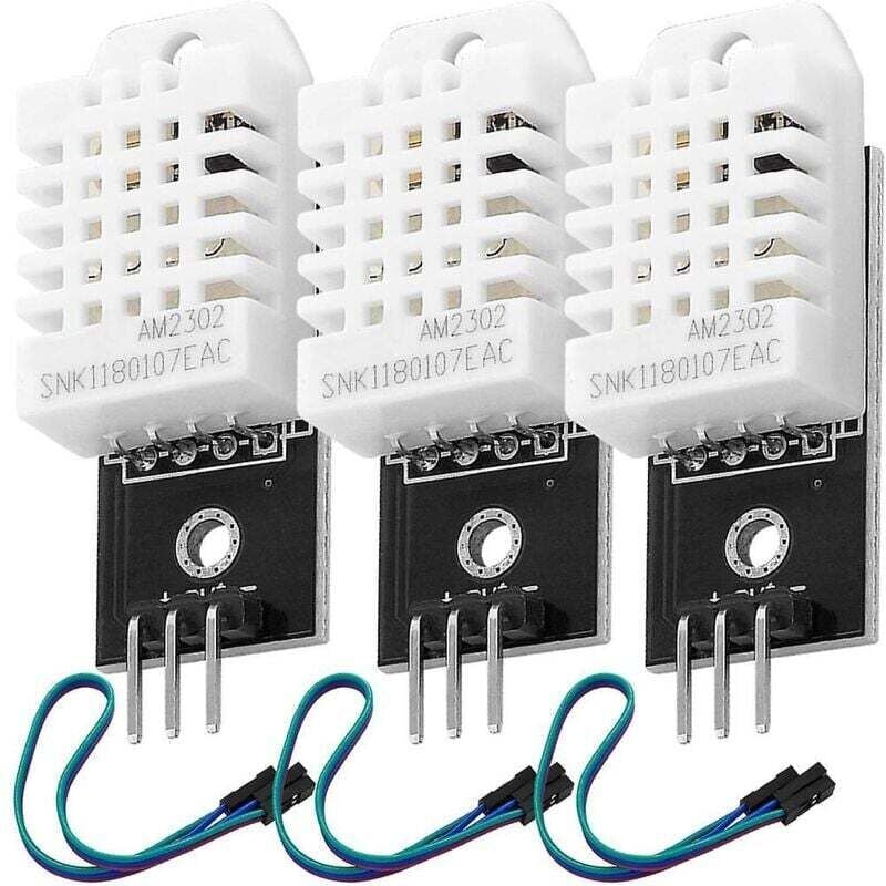 Lot de 3 Capteurs de Température et d'Humidité DHT22 avec Câbles Compatible Arduino