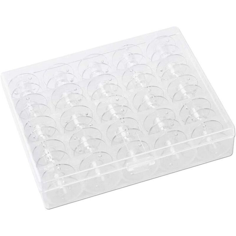50 Stück Nähmaschinenspulen (Φ20,4 x 11,4 mm), Kunststoffspulen mit Aufbewahrungsbox (transparent) für Singer, Janome, Brother, Elna, Spulen – 2 Boxen