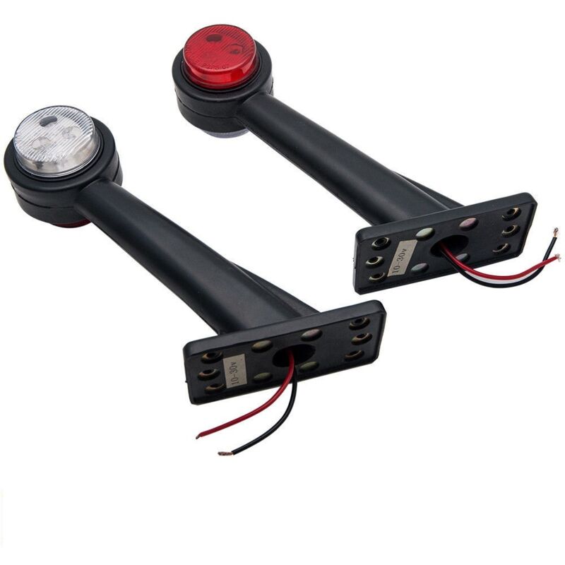 Set aus 2 seitlichen Positionslichtern mit LED in Weiß und Rot, Positionsanzeiger für 12V-30V, geeignet für Wohnwagen, Anhänger und LKW