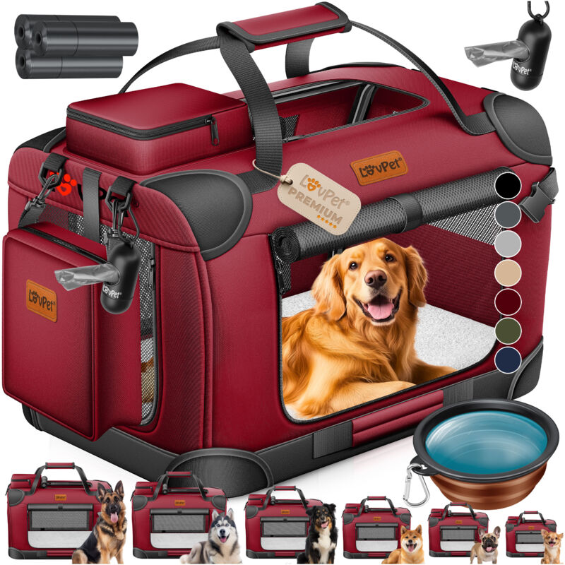 Hundebox Hundetransportbox faltbar Inkl.Hundenapf Transporttasche Hundetasche Transportbox für Haustiere Hunde und Katzen Haustiertransportbox xxl /