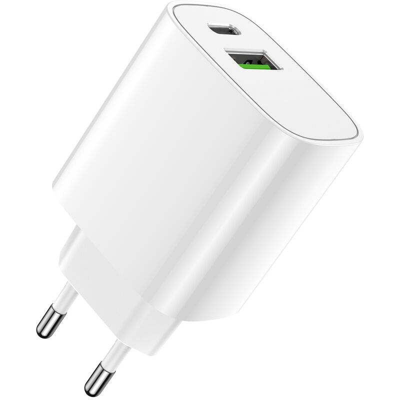 Cofi 1453 - LS-04 20W Wandladegerät Handy-Ladegerät 1x usb qc 3.0 + 1x usb-c pd für Ihr Handy und Tablet Weiß