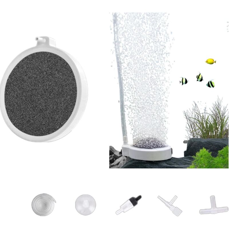 Luftstein für Aquarien, Luftdiffusor für Aquarien, geräuschloser Sauerstoffdiffusor für Fische, Garnelen und Hydrokulturpflanzen (80 mm, Luftpumpe