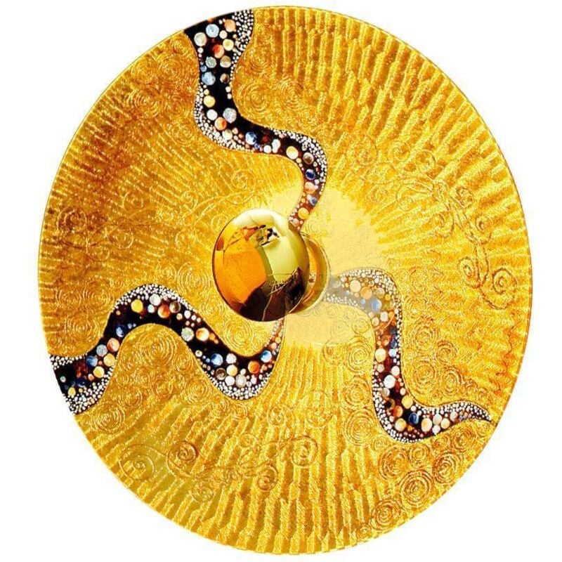 Luna - Designer Glas Große Wandleuchte Poliertes Gold - Kuss Gold Muster, 1x E27 - Kolarz