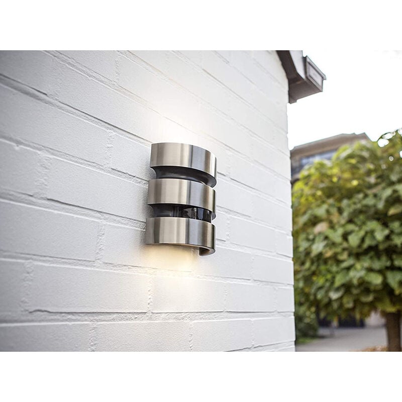 LED Außenwandleuchte MAYA Edelstahl, Up & Down, mit Bewegungsmelder, 17x15xcm