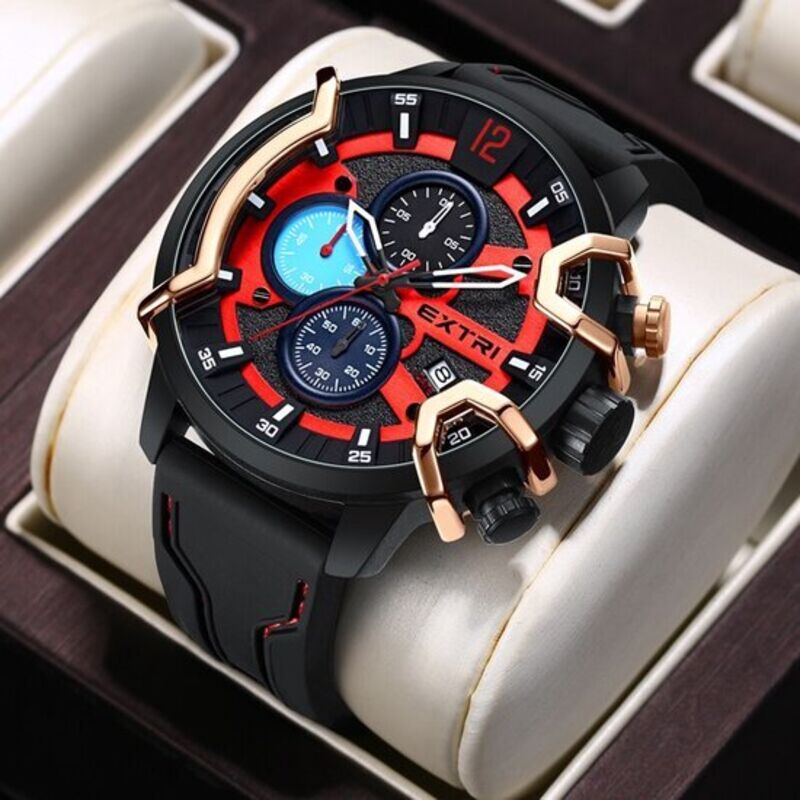Luxuriöse Herren-Sportuhr im Militärstil, Silikonarmband, Quarzwerk, Chronograph, Kalender, wasserdicht, ultrahohe Leistung.