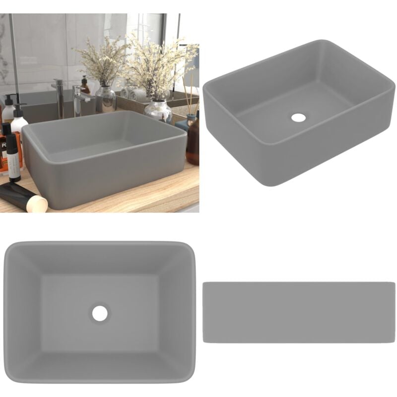 Vidaxl - Luxus-Waschbecken Matt Hellgrau 41x30x12 cm Keramik - Keramik Waschbecken - Matt Grau Waschbecken - Aufsatzwaschbecken - Badezimmer