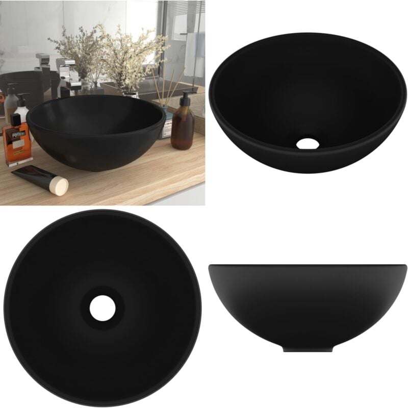 Vidaxl - Luxus-Waschbecken Rund Matt Schwarz 32,5x14 cm Keramik - Runde Waschen - Badezimmer Waschbecken - Keramik Waschbecken - Schwarzes