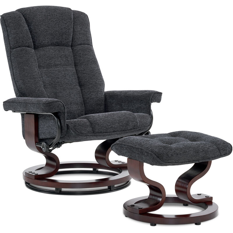MCombo Relaxsessel mit Hocker, 360°drehbarer Fernsehsessel mit Liegefunktion, bis 120 Kg belastbarer TV-Sessel, moderner Ruhesessel für Wohnzimmer,