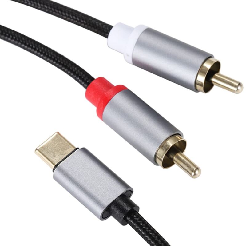 m USB-C-auf-Cinch-Audiokabel, Typ-C-Stecker auf 2 Cinch-Stecker, Splitterkabel für Telefon, Laptop, Tablet, Heimkino, DVD, Verstärker, Lautsprecher,