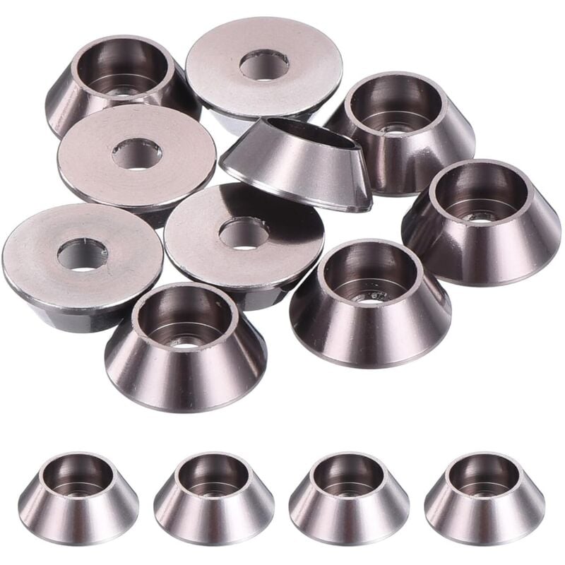 M3 Kegel-Unterlegscheiben, eloxierte Aluminium-Kegelkopfdichtungen für RC/FPV/PC/Drohnenschrauben/mechanische Zubehörteile, 10er-Pack (Titangrau)