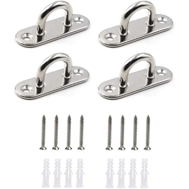 M6 Edelstahl Augplatte mit Öse, Edelstahl Decksplatte, Augplatten für Sonnensegel/Wand-Befestigung, Decken-Befestigung, Wand-Haken, Decken-Haken, 4